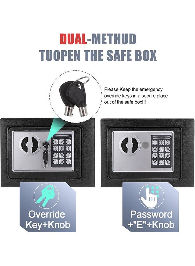 Security Safe, Digital Keypad Safe, Steel Alloy Safe, Store Documents, Cash, Jewelry, Suitable for Home/Office/Hotel (Black) - view 3